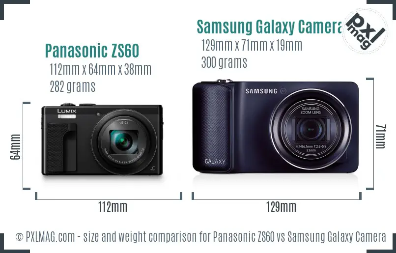 Panasonic ZS60 vs Samsung Galaxy Camera size comparison