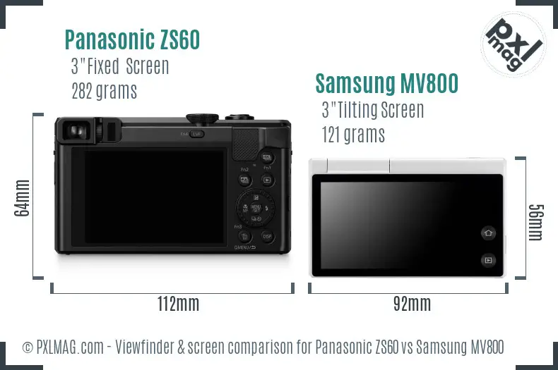 Panasonic ZS60 vs Samsung MV800 Screen and Viewfinder comparison Panasonic ZS60 vs Samsung MV800 Screen and Viewfinder comparison