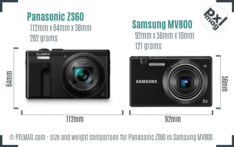 Panasonic ZS60 vs Samsung MV800 size comparison Panasonic ZS60 vs Samsung MV800 size comparison