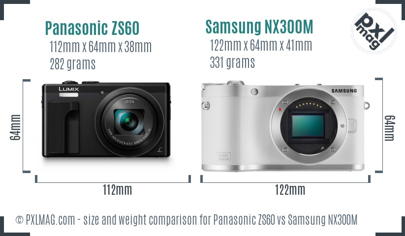 Panasonic ZS60 vs Samsung NX300M size comparison Panasonic ZS60 vs Samsung NX300M size comparison