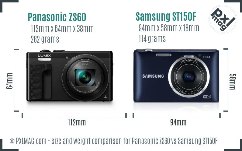 Panasonic ZS60 vs Samsung ST150F size comparison Panasonic ZS60 vs Samsung ST150F size comparison