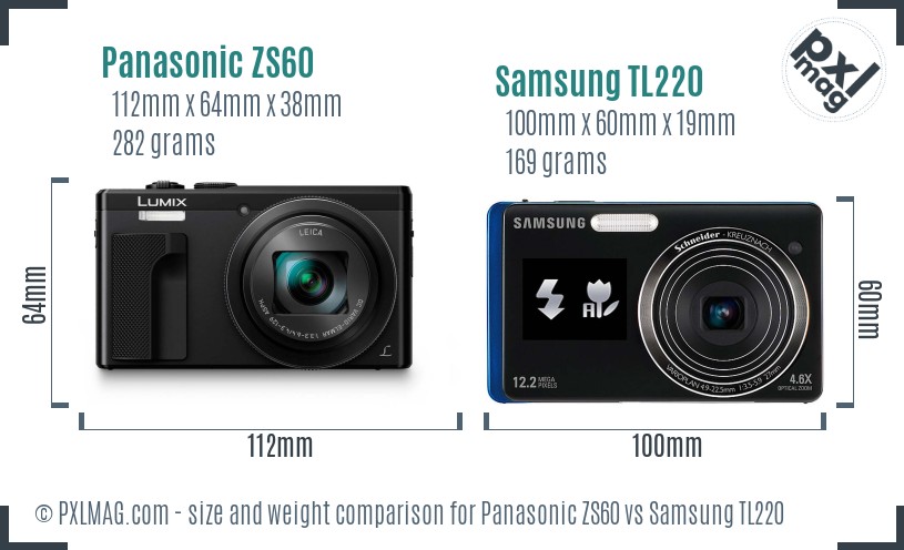 Panasonic ZS60 vs Samsung TL220 size comparison Panasonic ZS60 vs Samsung TL220 size comparison