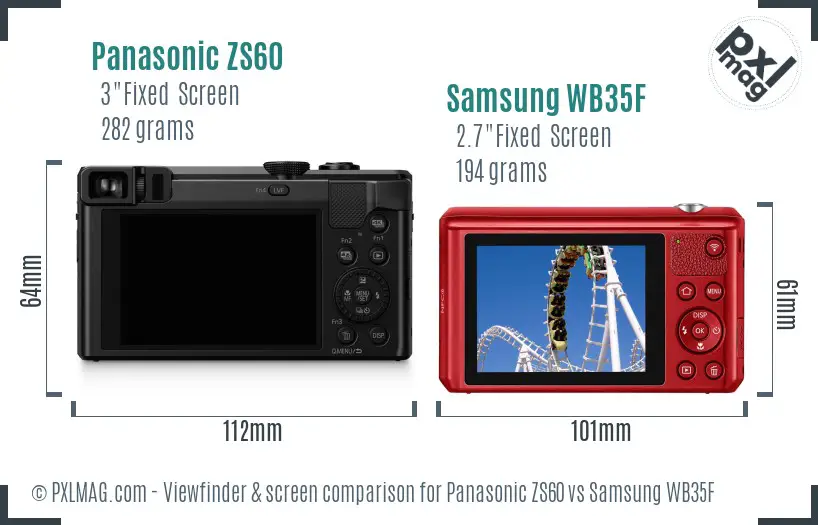 Panasonic ZS60 vs Samsung WB35F Screen and Viewfinder comparison