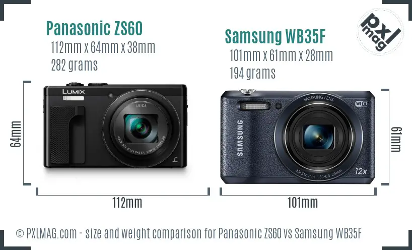 Panasonic ZS60 vs Samsung WB35F size comparison