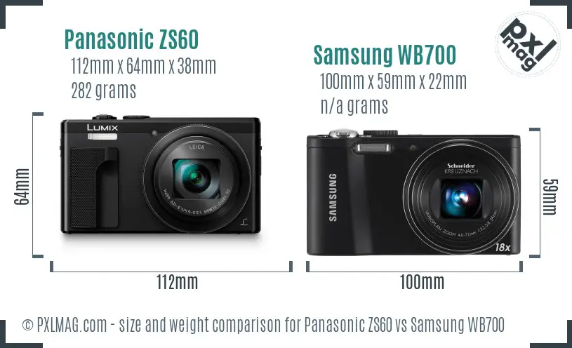 Panasonic ZS60 vs Samsung WB700 size comparison Panasonic ZS60 vs Samsung WB700 size comparison