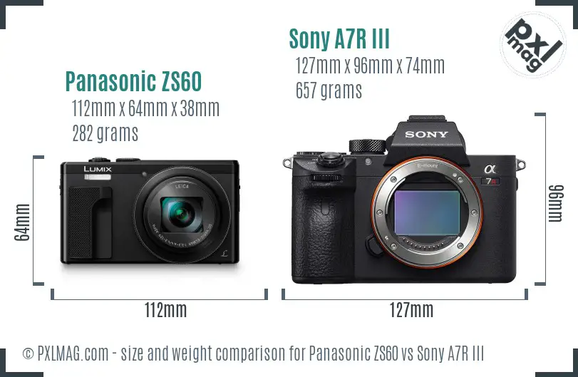 Panasonic ZS60 vs Sony A7R III size comparison Panasonic ZS60 vs Sony A7R III size comparison