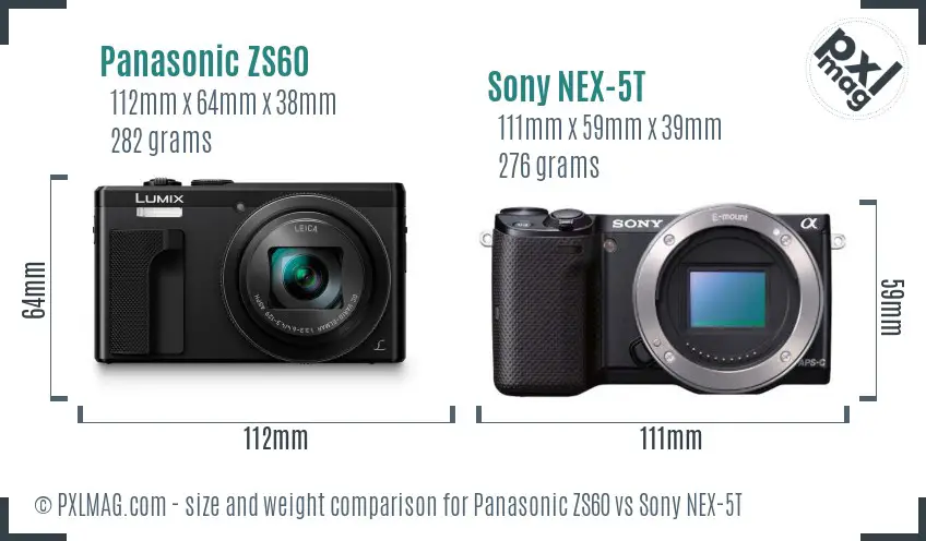 Panasonic ZS60 vs Sony NEX-5T size comparison