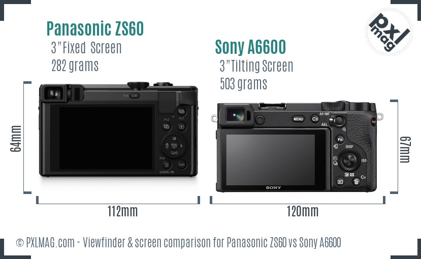 Panasonic ZS60 vs Sony A6600 Screen and Viewfinder comparison