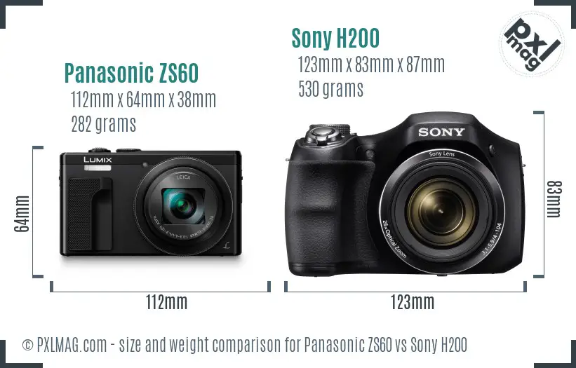 Panasonic ZS60 vs Sony H200 size comparison