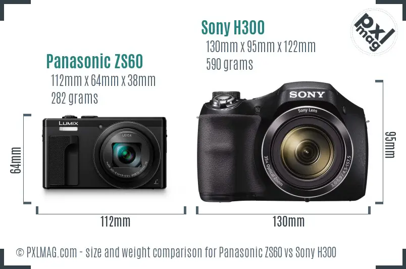 Panasonic ZS60 vs Sony H300 size comparison