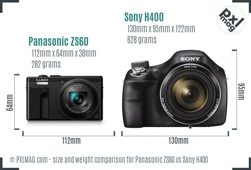 Panasonic ZS60 vs Sony H400 size comparison