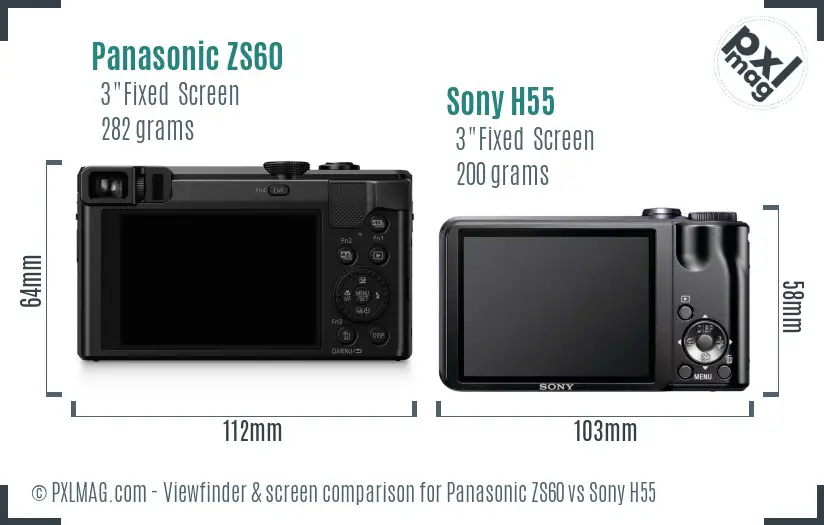 Panasonic ZS60 vs Sony H55 Screen and Viewfinder comparison