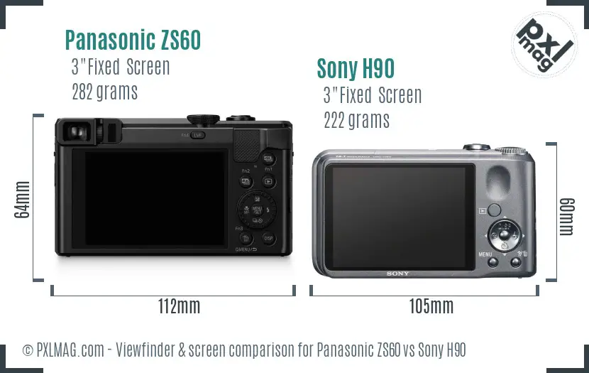 Panasonic ZS60 vs Sony H90 Screen and Viewfinder comparison