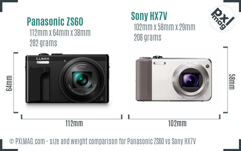 Panasonic ZS60 vs Sony HX7V size comparison