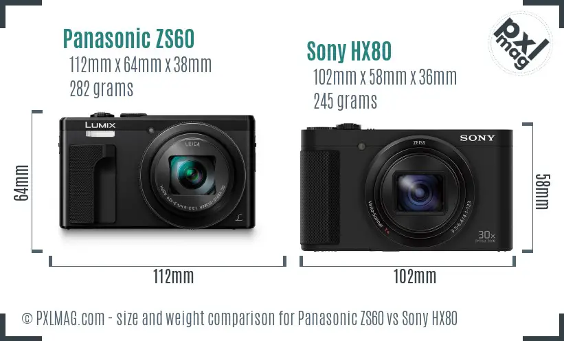 Panasonic ZS60 vs Sony HX80 size comparison