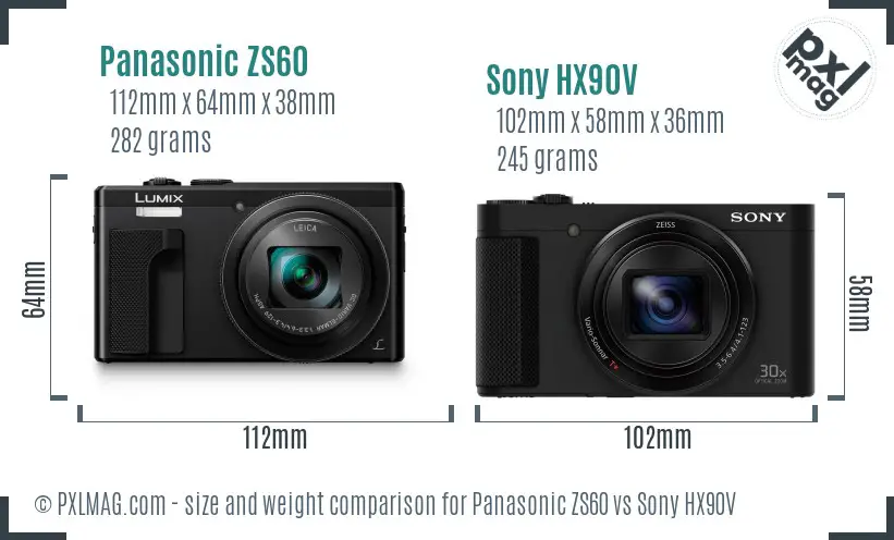 Panasonic ZS60 vs Sony HX90V size comparison