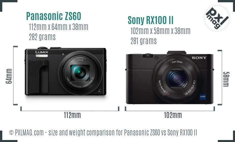 Panasonic ZS60 vs Sony RX100 II size comparison