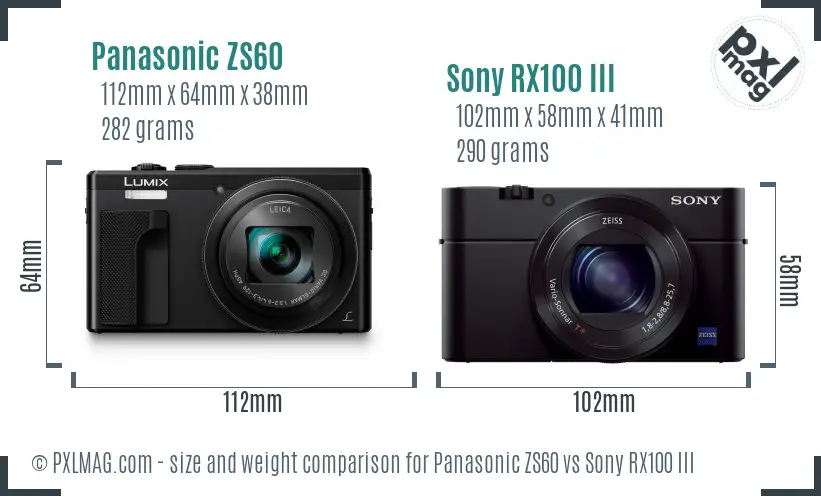 Panasonic ZS60 vs Sony RX100 III size comparison