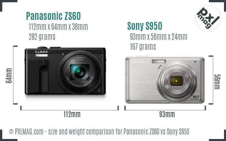 Panasonic ZS60 vs Sony S950 size comparison