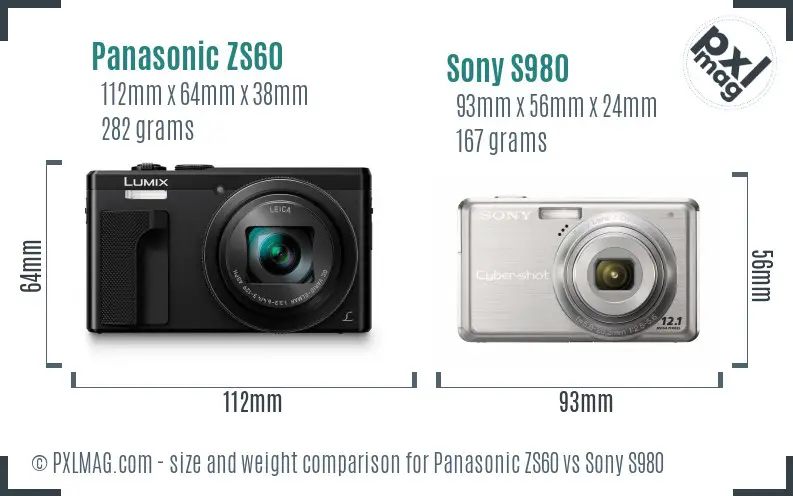 Panasonic ZS60 vs Sony S980 size comparison Panasonic ZS60 vs Sony S980 size comparison