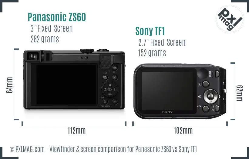 Panasonic ZS60 vs Sony TF1 Screen and Viewfinder comparison