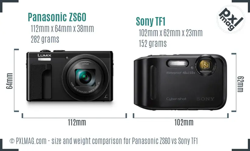 Panasonic ZS60 vs Sony TF1 size comparison