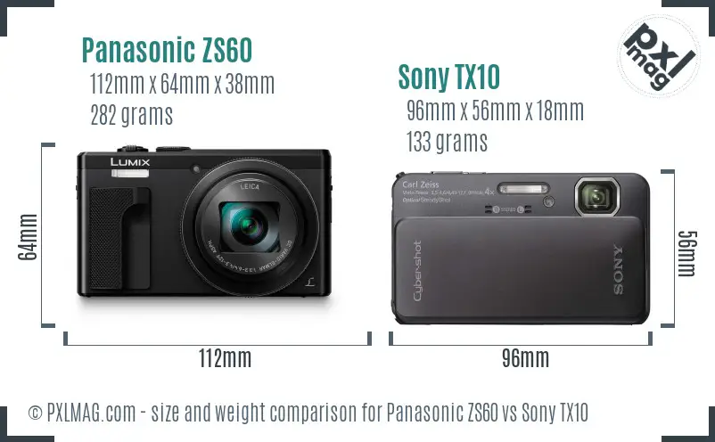 Panasonic ZS60 vs Sony TX10 size comparison