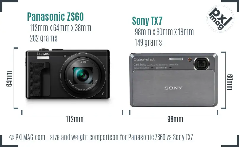 Panasonic ZS60 vs Sony TX7 size comparison Panasonic ZS60 vs Sony TX7 size comparison