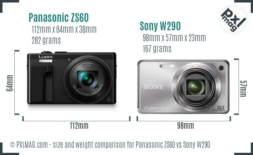 Panasonic ZS60 vs Sony W290 size comparison Panasonic ZS60 vs Sony W290 size comparison