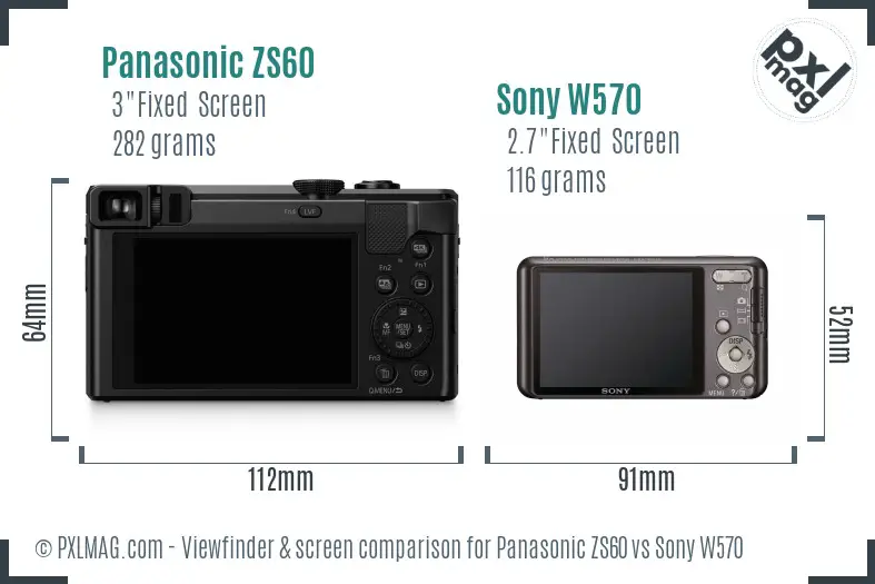 Panasonic ZS60 vs Sony W570 Screen and Viewfinder comparison