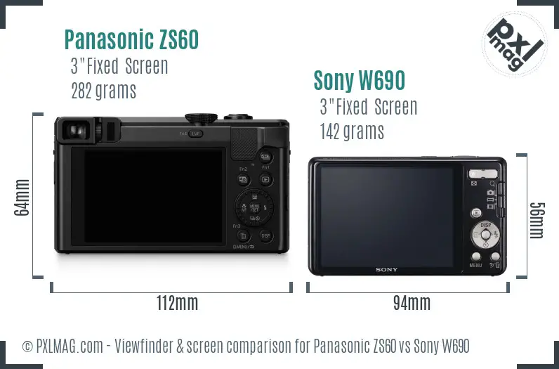 Panasonic ZS60 vs Sony W690 Screen and Viewfinder comparison Panasonic ZS60 vs Sony W690 Screen and Viewfinder comparison