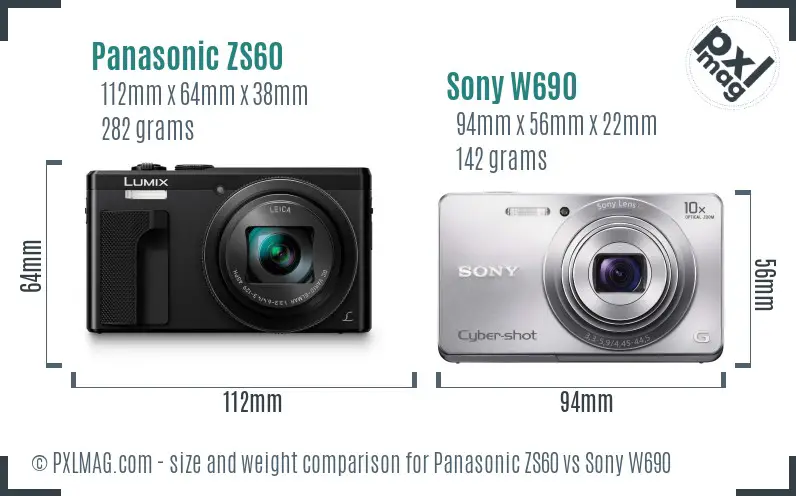 Panasonic ZS60 vs Sony W690 size comparison Panasonic ZS60 vs Sony W690 size comparison