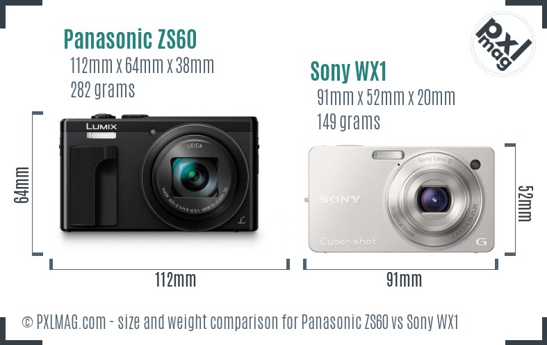 Panasonic ZS60 vs Sony WX1 size comparison Panasonic ZS60 vs Sony WX1 size comparison