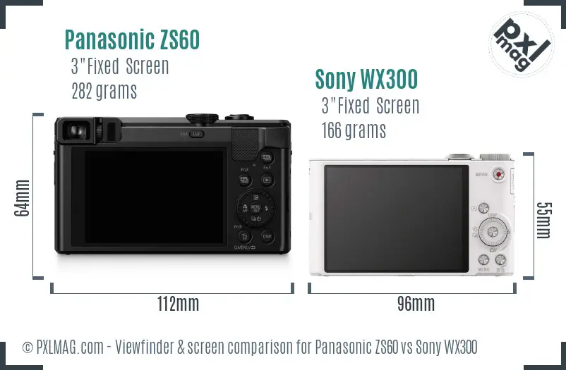 Panasonic ZS60 vs Sony WX300 Screen and Viewfinder comparison