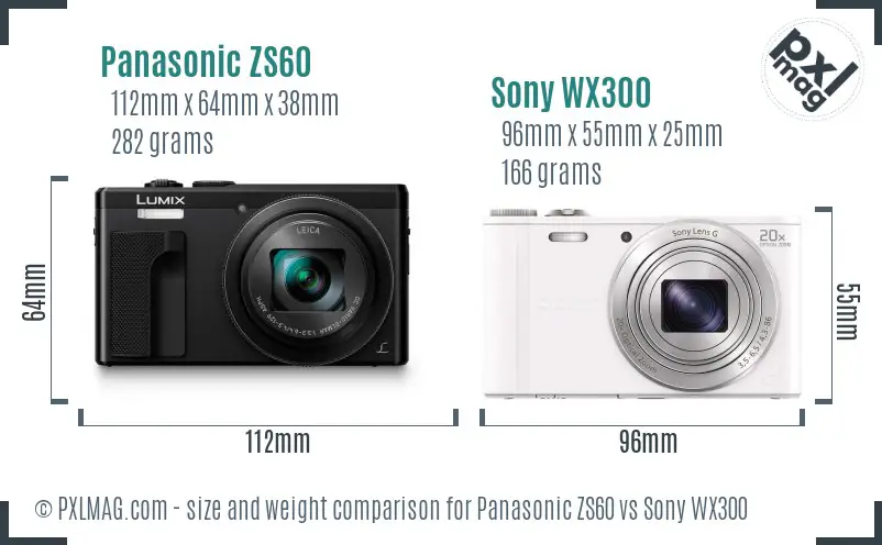 Panasonic ZS60 vs Sony WX300 size comparison