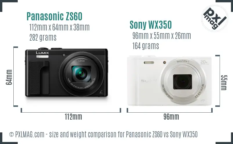 Panasonic ZS60 vs Sony WX350 size comparison