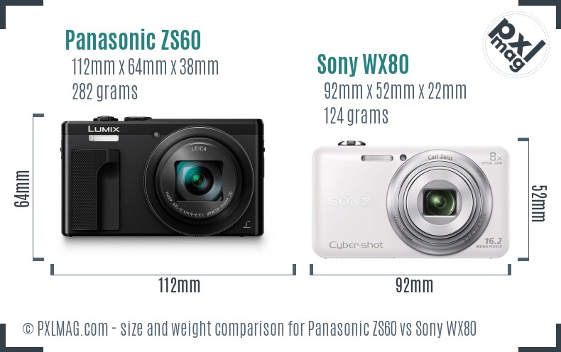 Panasonic ZS60 vs Sony WX80 size comparison