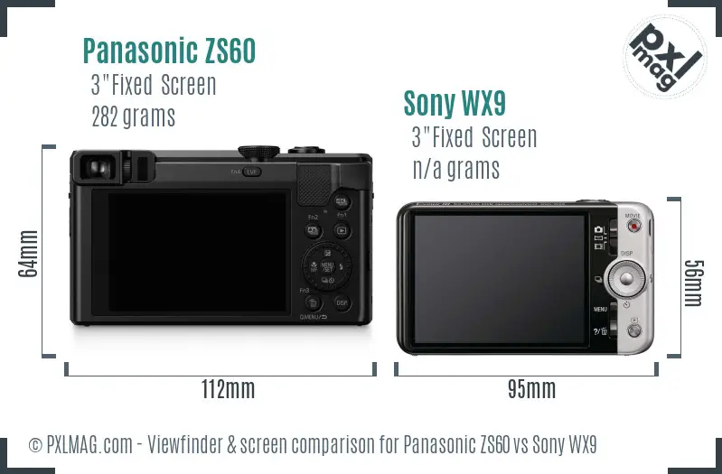 Panasonic ZS60 vs Sony WX9 Screen and Viewfinder comparison Panasonic ZS60 vs Sony WX9 Screen and Viewfinder comparison