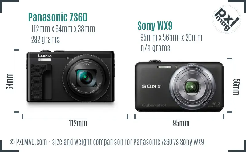 Panasonic ZS60 vs Sony WX9 size comparison Panasonic ZS60 vs Sony WX9 size comparison