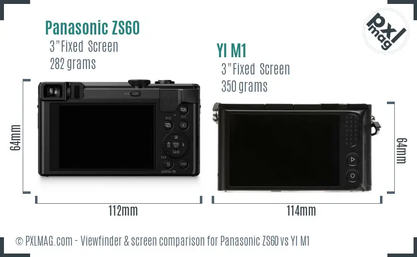 Panasonic ZS60 vs YI M1 Screen and Viewfinder comparison