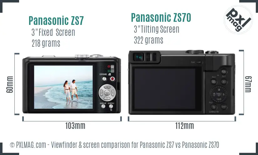 Panasonic ZS7 vs Panasonic ZS70 Screen and Viewfinder comparison