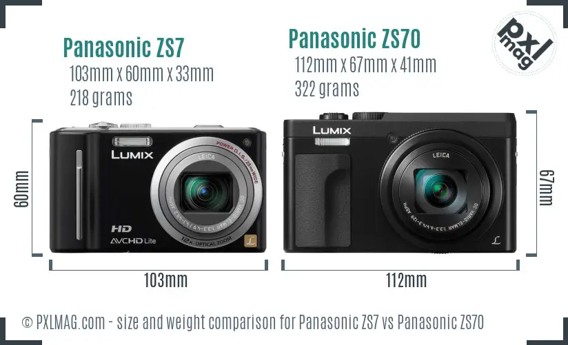Panasonic ZS7 vs Panasonic ZS70 size comparison