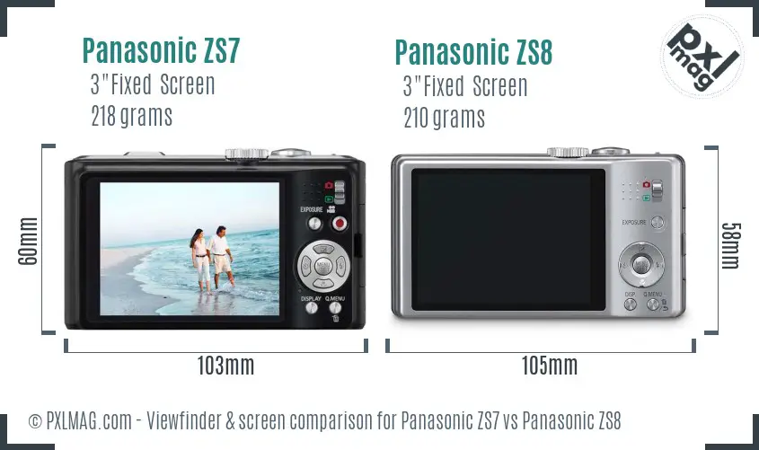 Panasonic ZS7 vs Panasonic ZS8 Screen and Viewfinder comparison