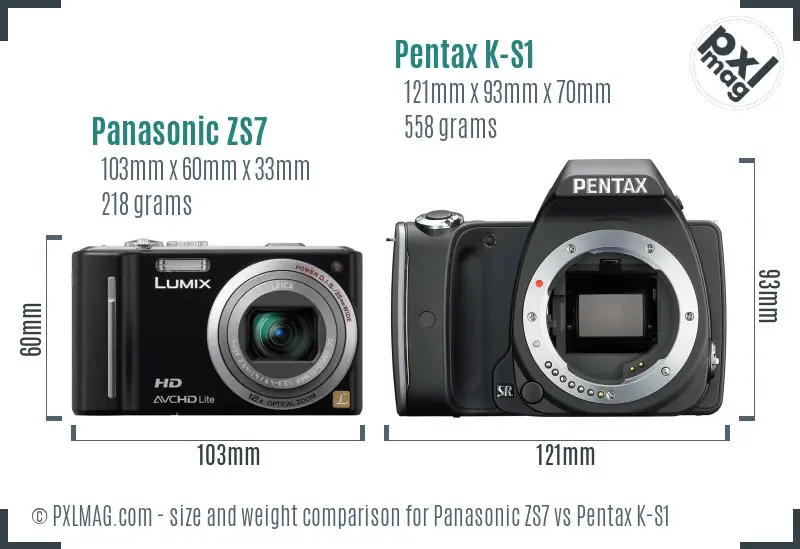 Panasonic ZS7 vs Pentax K-S1 size comparison