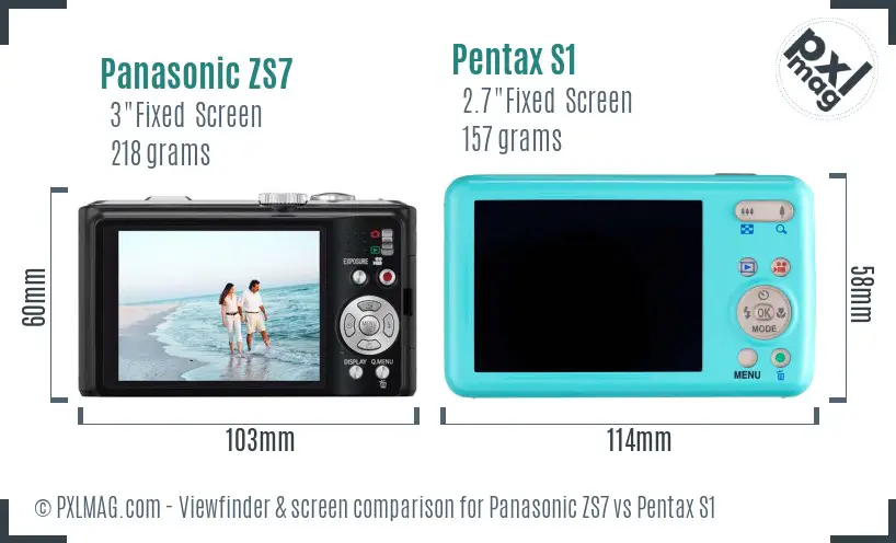 Panasonic ZS7 vs Pentax S1 Screen and Viewfinder comparison