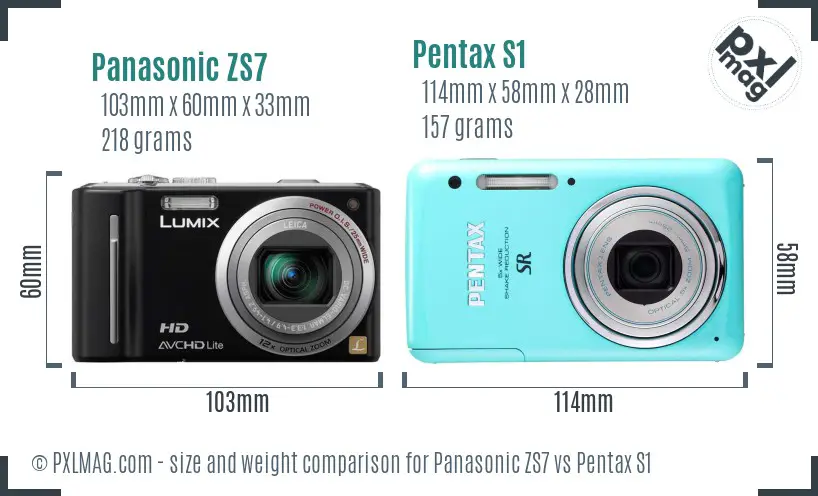 Panasonic ZS7 vs Pentax S1 size comparison