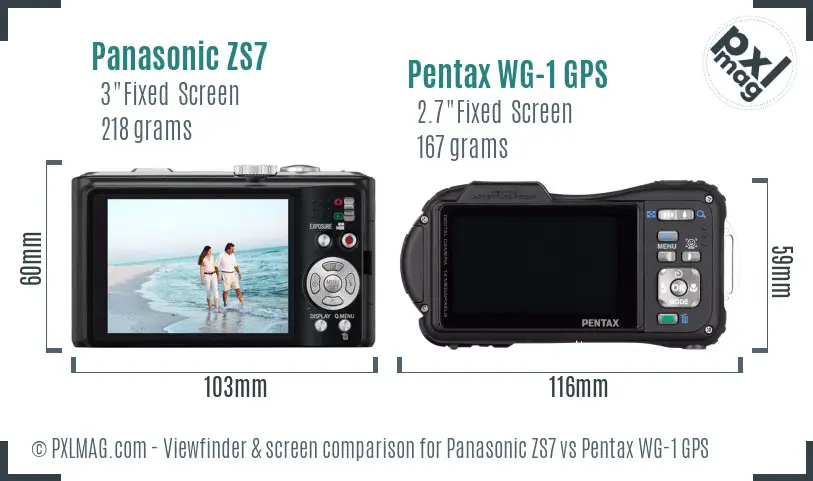 Panasonic ZS7 vs Pentax WG-1 GPS Screen and Viewfinder comparison