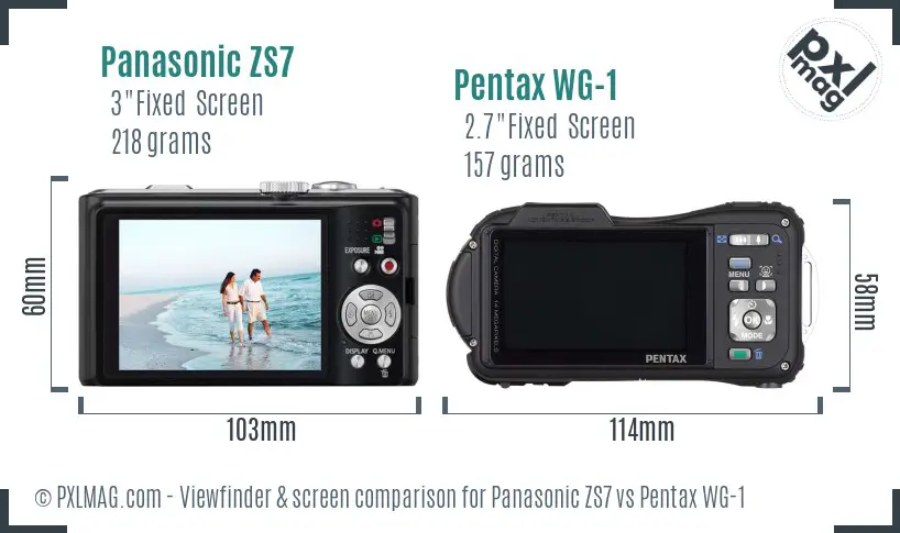 Panasonic ZS7 vs Pentax WG-1 Screen and Viewfinder comparison