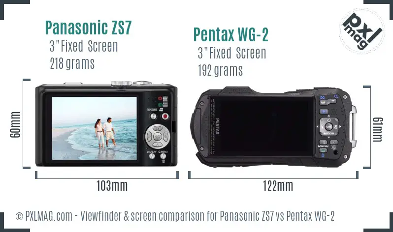 Panasonic ZS7 vs Pentax WG-2 Screen and Viewfinder comparison