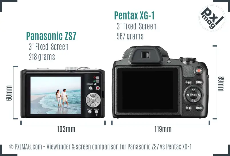 Panasonic ZS7 vs Pentax XG-1 Screen and Viewfinder comparison